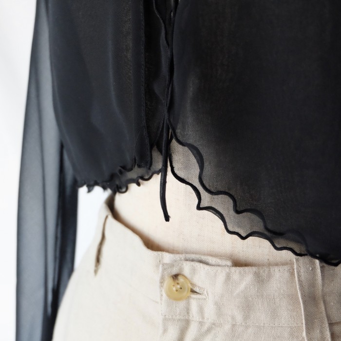 Black shear blouse bolero | Vintage.City 古着屋、古着コーデ情報を発信