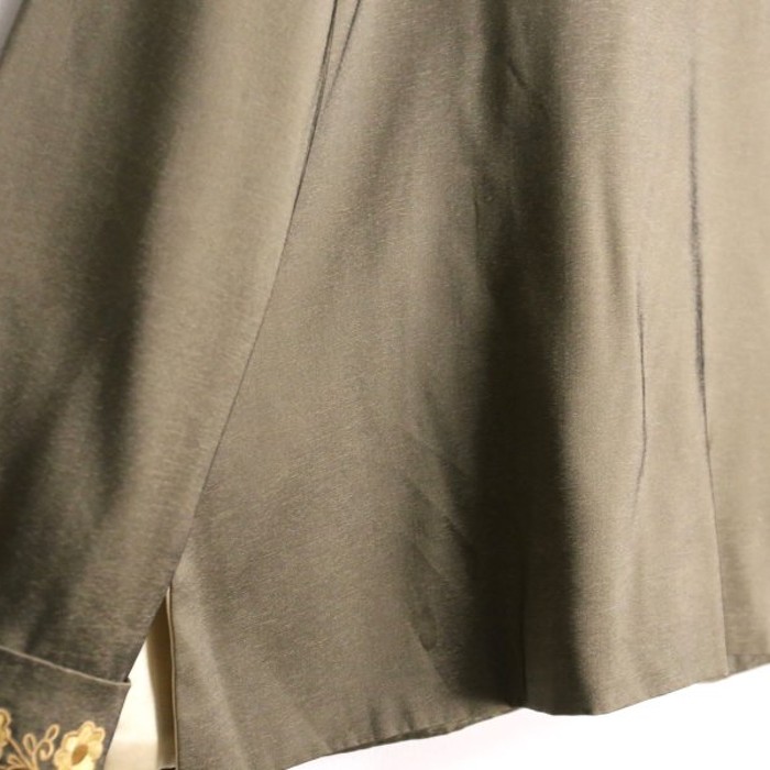 flower embroidery khaki china jacket | Vintage.City 古着屋、古着コーデ情報を発信