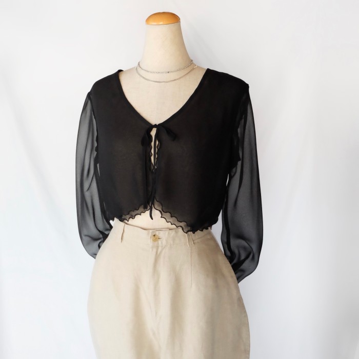 Black shear blouse bolero | Vintage.City 古着屋、古着コーデ情報を発信
