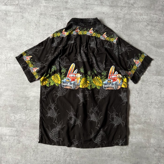 80年代 90年代 レーヨン ブラック アロハシャツ ハワイ製アメ 車柄 | Vintage.City 古着屋、古着コーデ情報を発信