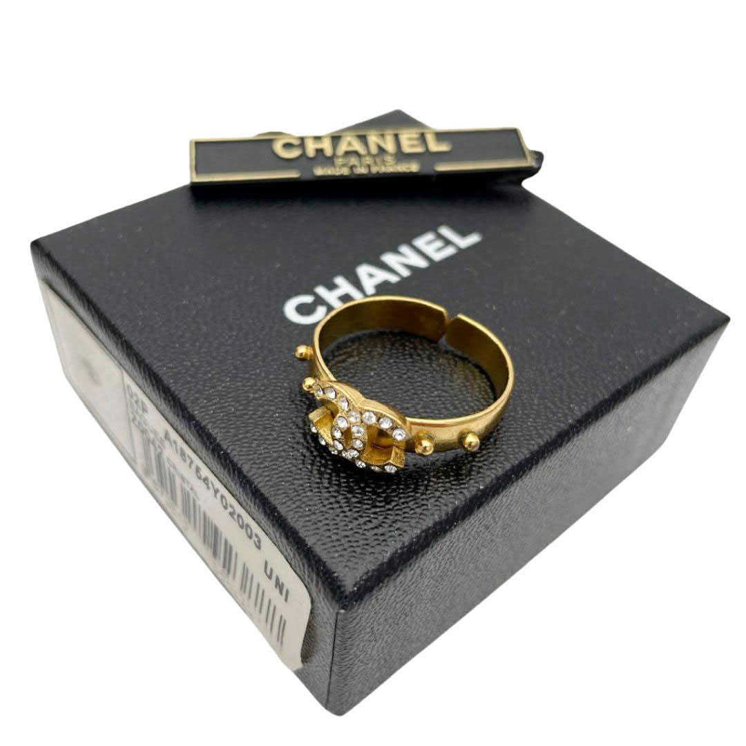 CHANEL シャネル リング 指輪 ココマーク ラインストーン ゴールド02P 