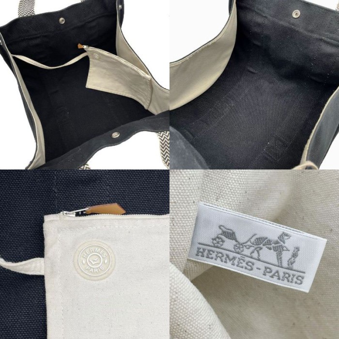 HERMES エルメス ハンドバッグ カンヌPM キャンバス ブラック ホワイト | Vintage.City 古着屋、古着コーデ情報を発信