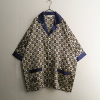 Equestrian pattern open collar H/S shirt | Vintage.City 古着屋、古着コーデ情報を発信