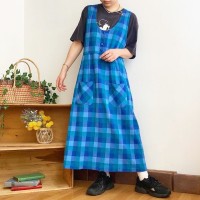 blue plaid sleeveless dress | Vintage.City 빈티지숍, 빈티지 코디 정보