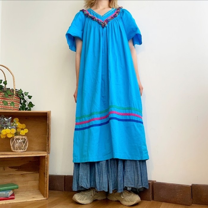 colorful fringe cotton dress | Vintage.City 古着屋、古着コーデ情報を発信