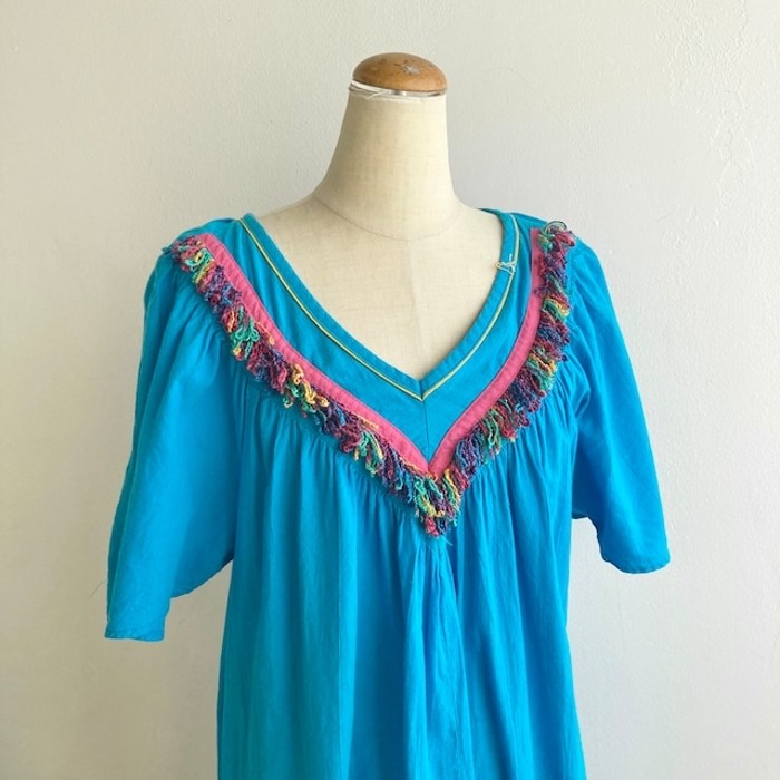 colorful fringe cotton dress | Vintage.City 古着屋、古着コーデ情報を発信