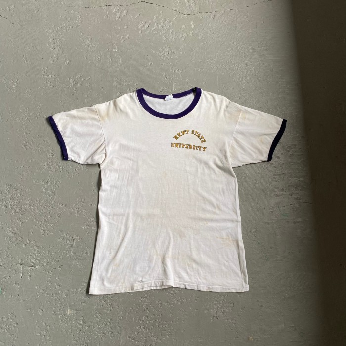 70s チャンピオン カレッジロゴリンガーTシャツ L パープル USA製