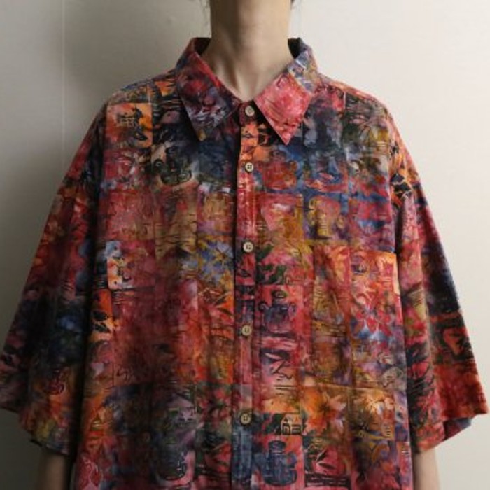 Square pattern colorful H/S BOX shirt | Vintage.City 古着屋、古着コーデ情報を発信