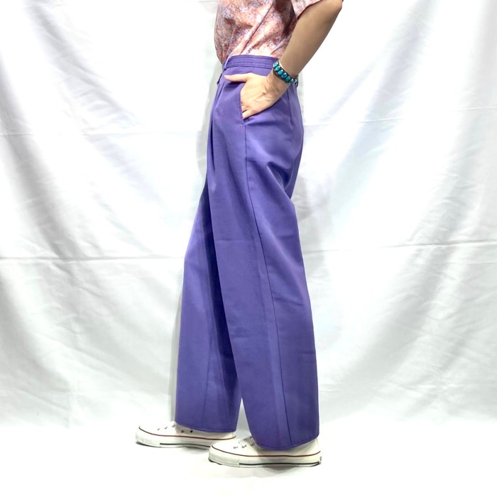 Purple polyester high waist baggy pants | Vintage.City 빈티지숍, 빈티지 코디 정보