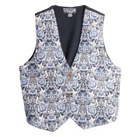 blue arabesque pattern gobelin vest | Vintage.City 古着屋、古着コーデ情報を発信
