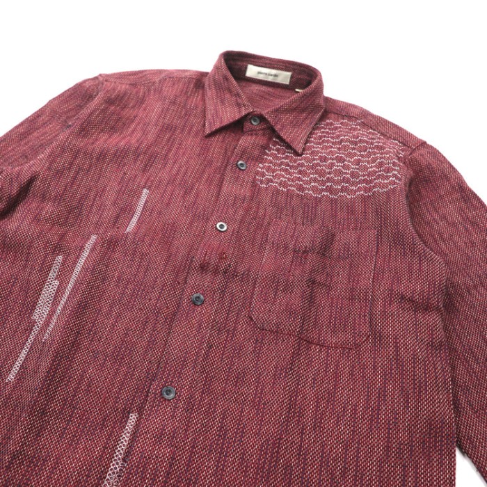 PIERRE CARDIN 刺繍デザインシャツ M ボルドー ウール | Vintage.City 古着屋、古着コーデ情報を発信