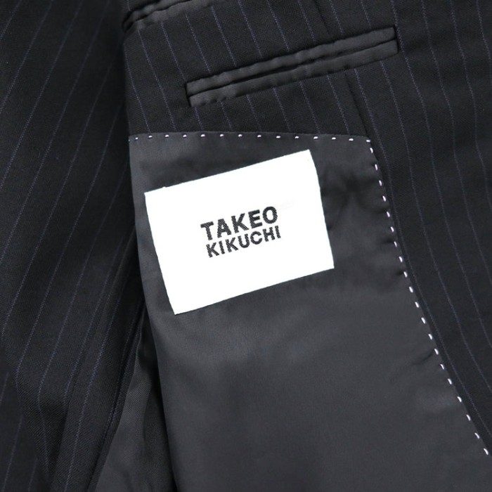 TAKEO KIKUCHI 3Bスーツ セットアップ 4 ブラック ストライプ | Vintage.City 古着屋、古着コーデ情報を発信