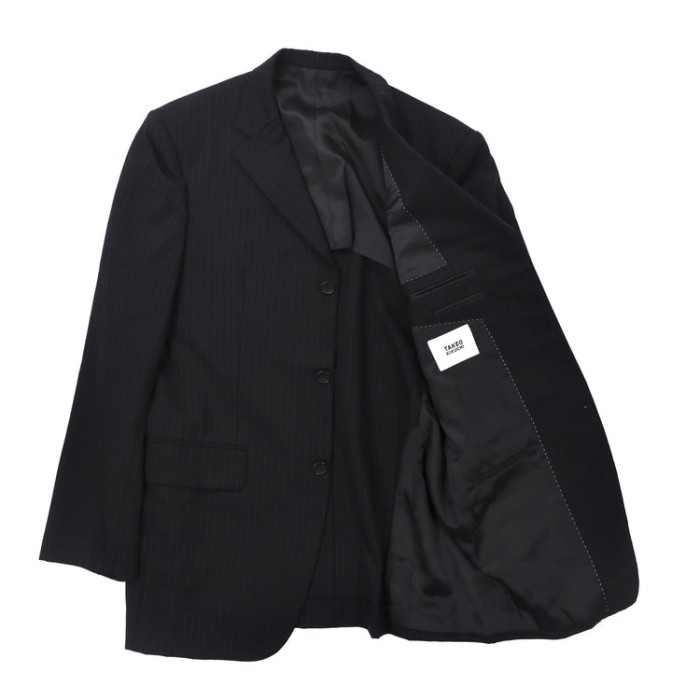 TAKEO KIKUCHI 3Bスーツ セットアップ 4 ブラック ストライプ | Vintage.City 古着屋、古着コーデ情報を発信