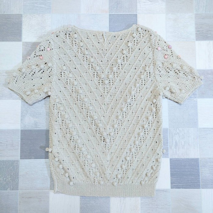 UNKNOWN コットン アクリル 半袖 ハンドニット セーター 手編み | Vintage.City 古着屋、古着コーデ情報を発信