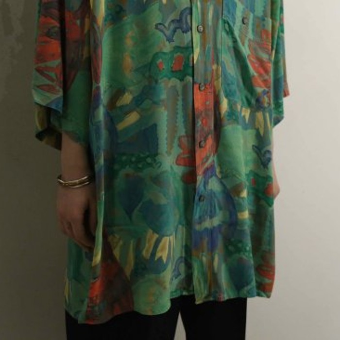 watercolor painting touch loose shirt | Vintage.City 古着屋、古着コーデ情報を発信