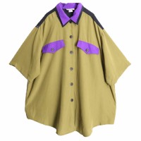 double collar khaki purple h / s shirt | Vintage.City 古着屋、古着コーデ情報を発信