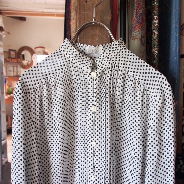 mao collar dot blouse/マオカラーの水玉上品ブラウス | Vintage.City 古着屋、古着コーデ情報を発信
