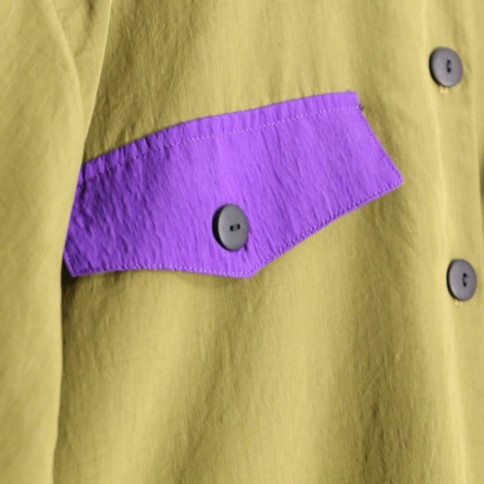 double collar khaki purple h / s shirt | Vintage.City 古着屋、古着コーデ情報を発信
