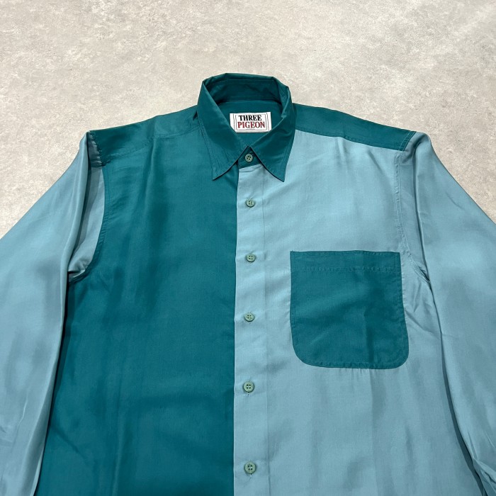 silk switching color shirt | Vintage.City 古着屋、古着コーデ情報を発信