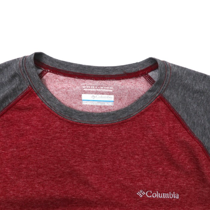 COLUMBIA ラグランTシャツ XL レッド ポリエステル ロゴ刺繍 | Vintage.City 古着屋、古着コーデ情報を発信