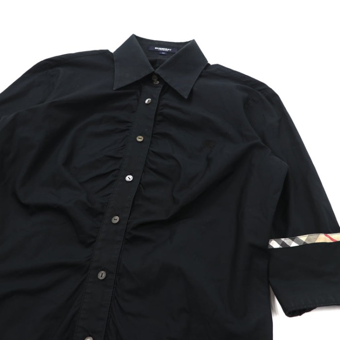 BURBERRY シャツ 40 ネイビー コットン ノバチェック切り替え | Vintage.City 古着屋、古着コーデ情報を発信