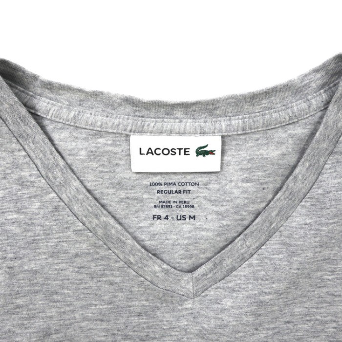 LACOSTE VネックTシャツ M グレー コットン REGULAR FIT | Vintage.City 古着屋、古着コーデ情報を発信