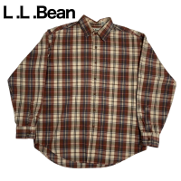 L.L.Beanベージュ×レッドブラウン×ネイビーチェックYシャツ | Vintage.City 古着屋、古着コーデ情報を発信