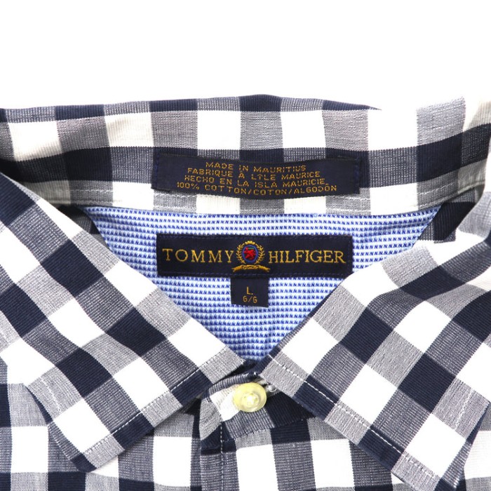 TOMMY HILFIGER ビッグサイズシャツ L ネイビー チェック 90s | Vintage.City 古着屋、古着コーデ情報を発信