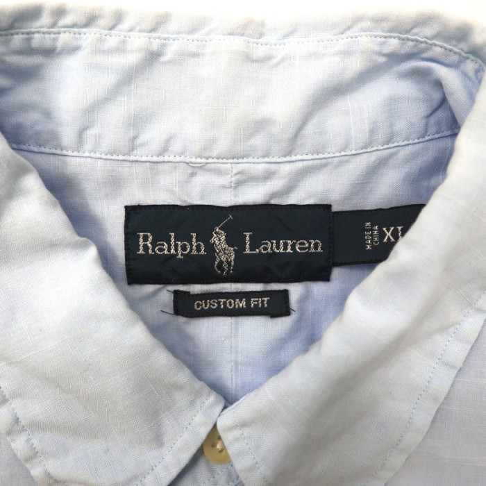 RALPH LAUREN 半袖ボタンダウンシャツ XL ブルー リネン | Vintage.City 古着屋、古着コーデ情報を発信