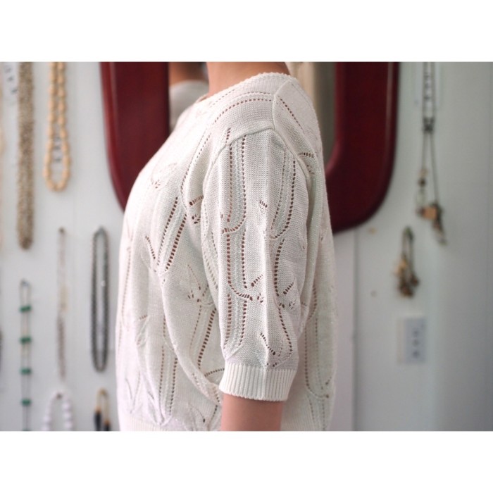 design knit tops シースルー 半袖ニット ホワイト | Vintage.City 빈티지숍, 빈티지 코디 정보