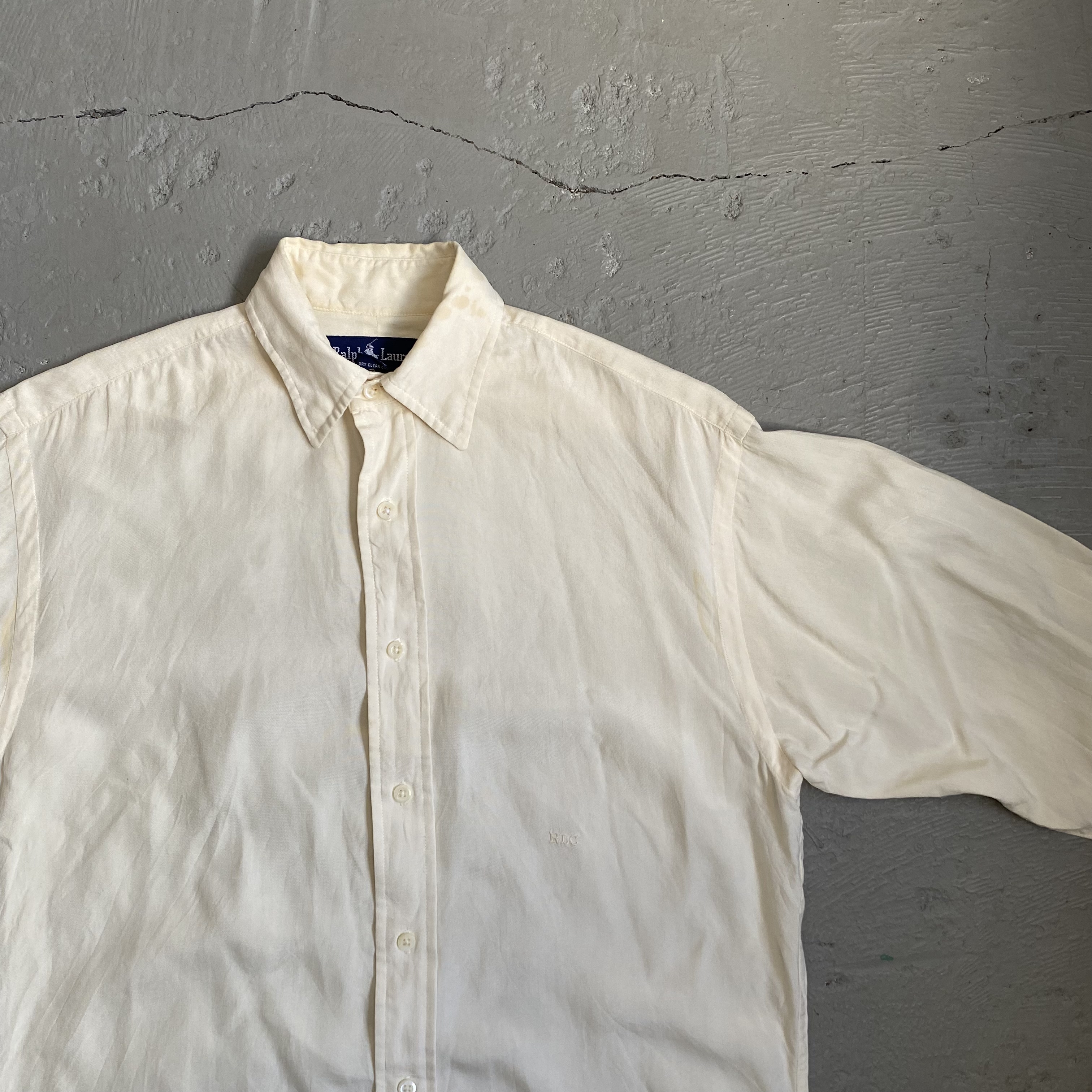 90s ラルフローレン 100%シルクシャツ 4 オフホワイト | Vintage.City