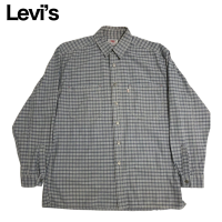 Levi's 灰×青チェック胸ポケット付き　長袖シャツ　Mサイズ　100％綿 | Vintage.City 빈티지숍, 빈티지 코디 정보