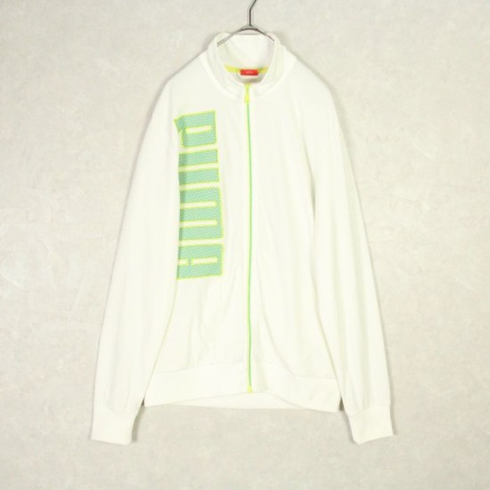 "PUMA" neon logo white track jacket | Vintage.City 古着屋、古着コーデ情報を発信