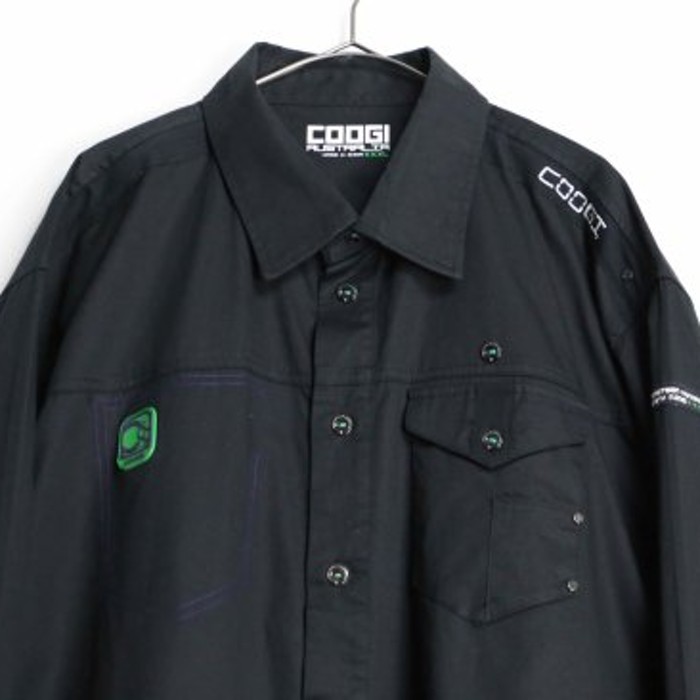 "COOGI"stylish detail black loose shirt | Vintage.City 古着屋、古着コーデ情報を発信