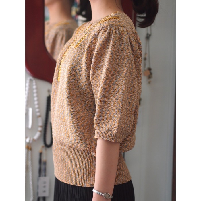 knit tops ポリエステルニット 半袖 | Vintage.City 古着屋、古着コーデ情報を発信