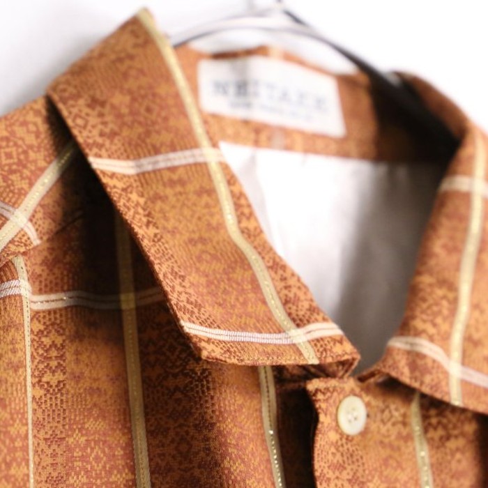 gold line check brown loose shirt | Vintage.City Vintage Shops, Vintage Fashion Trends