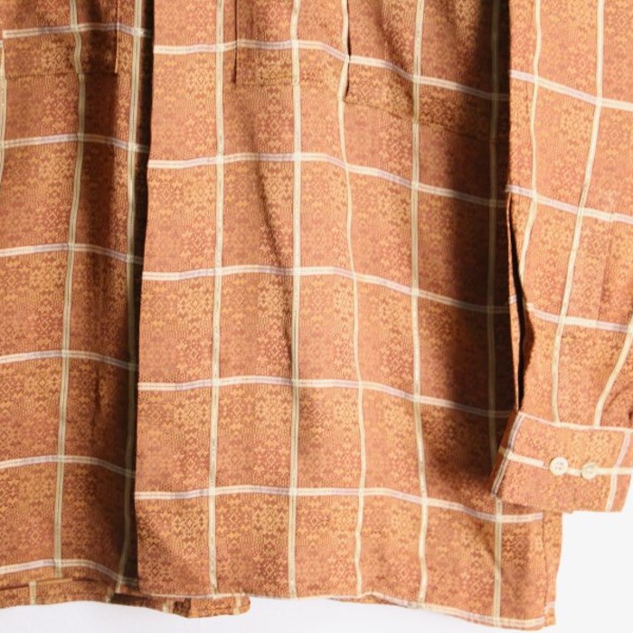gold line check brown loose shirt | Vintage.City 빈티지숍, 빈티지 코디 정보