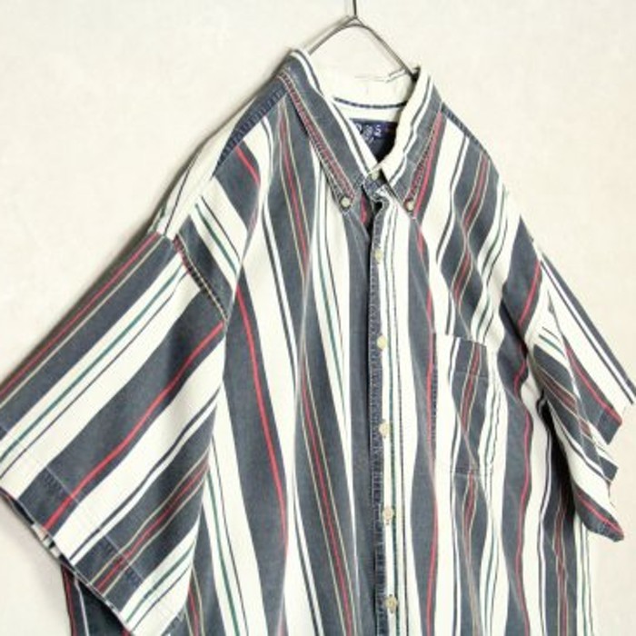 classic strire design half sleeve shirt | Vintage.City 빈티지숍, 빈티지 코디 정보