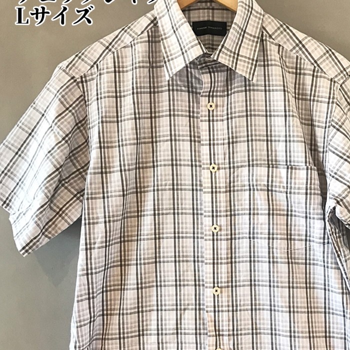 kansai yamamoto 山本寛斎 チェックシャツ 半袖 Lサイズ | Vintage.City 빈티지숍, 빈티지 코디 정보