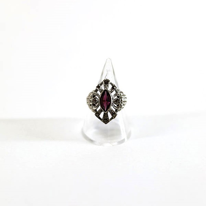 Silver Amethyst and Marcasite SilverRing | Vintage.City 빈티지숍, 빈티지 코디 정보