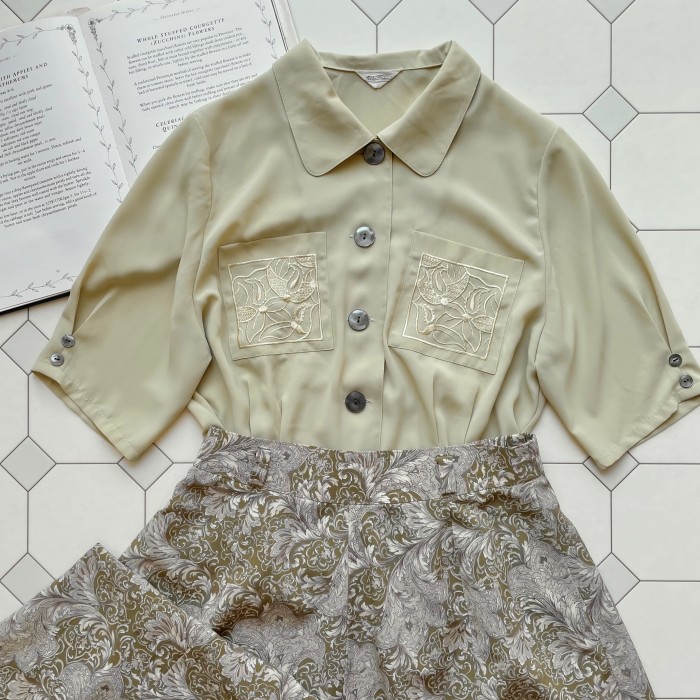 embroidery pocket blouse | Vintage.City 古着屋、古着コーデ情報を発信
