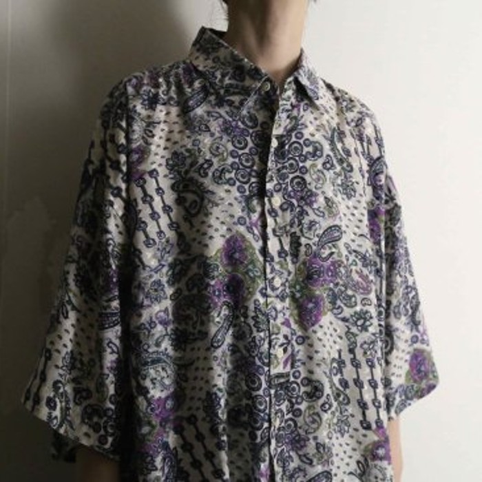 Paisley pattern lame embroidery H/Sshirt | Vintage.City 古着屋、古着コーデ情報を発信