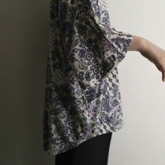Paisley pattern lame embroidery H/Sshirt | Vintage.City 古着屋、古着コーデ情報を発信