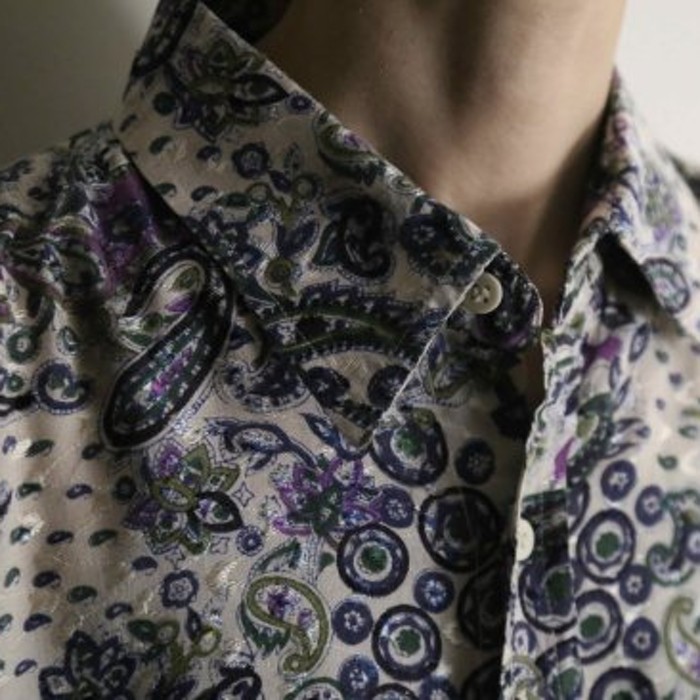 Paisley pattern lame embroidery H/Sshirt | Vintage.City 빈티지숍, 빈티지 코디 정보