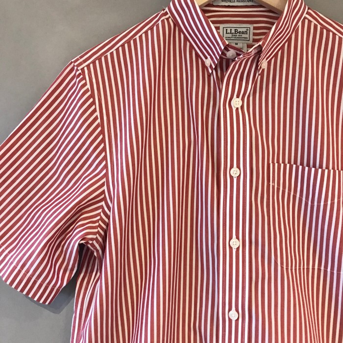 L.L.Bean エルエルビーン ストライプ BDシャツ ボタンダウン 赤 × 白 レッド ホワイト メンズ Mサイズ | Vintage.City 古着屋、古着コーデ情報を発信