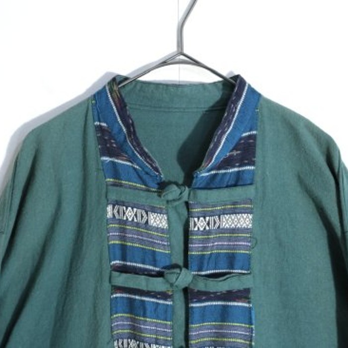 emerald green ethnic cheongsam shirt | Vintage.City 빈티지숍, 빈티지 코디 정보