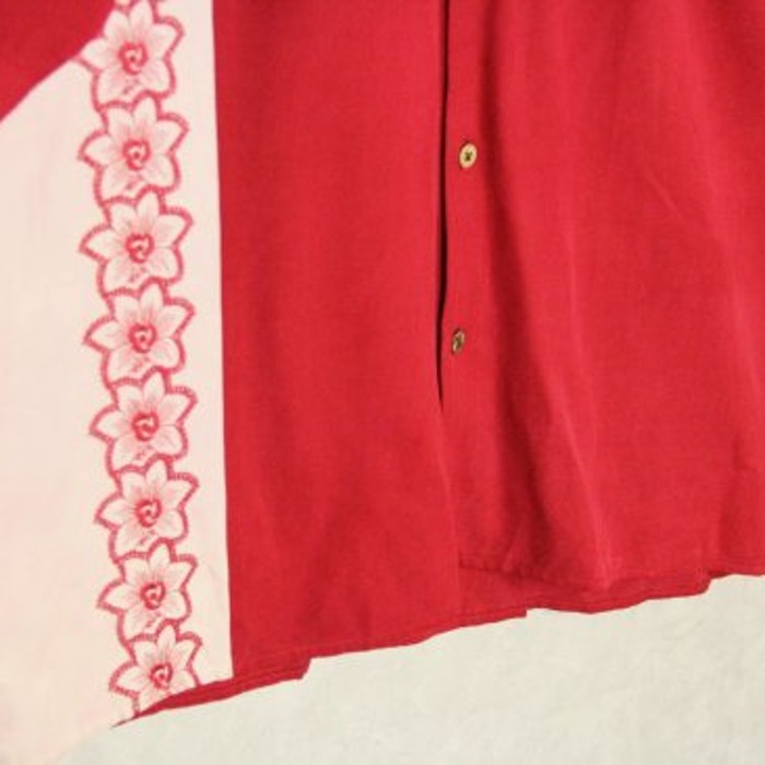 flower embroidery line red shirt | Vintage.City 古着屋、古着コーデ情報を発信