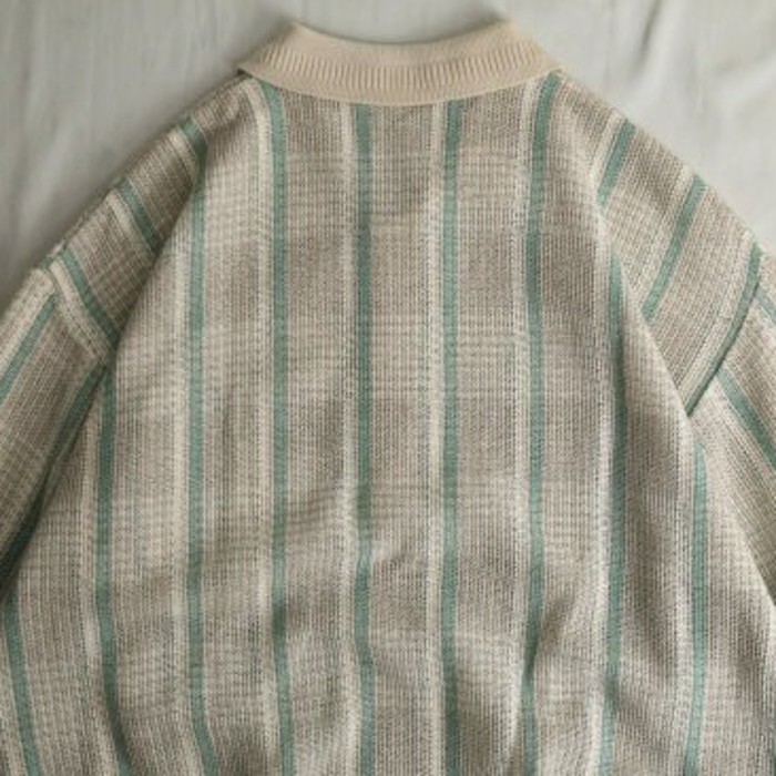 Stripe pattern knitting lib polo shirt | Vintage.City 빈티지숍, 빈티지 코디 정보