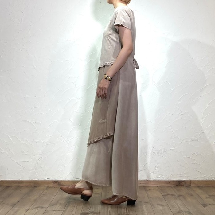 Made in india beige maxi onepiece | Vintage.City 古着屋、古着コーデ情報を発信