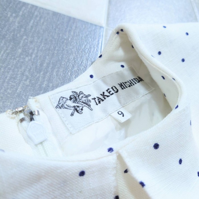 TAKEO NISHIDA レーヨン セーラー襟 ドット柄 半袖 ワンピース | Vintage.City 古着屋、古着コーデ情報を発信